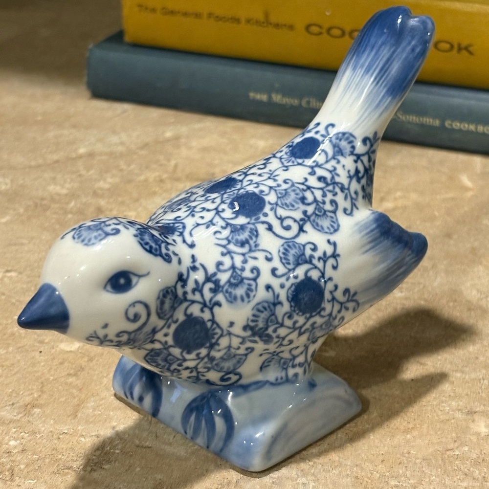 Bombay Blue and White Ceramic Bird Figurine